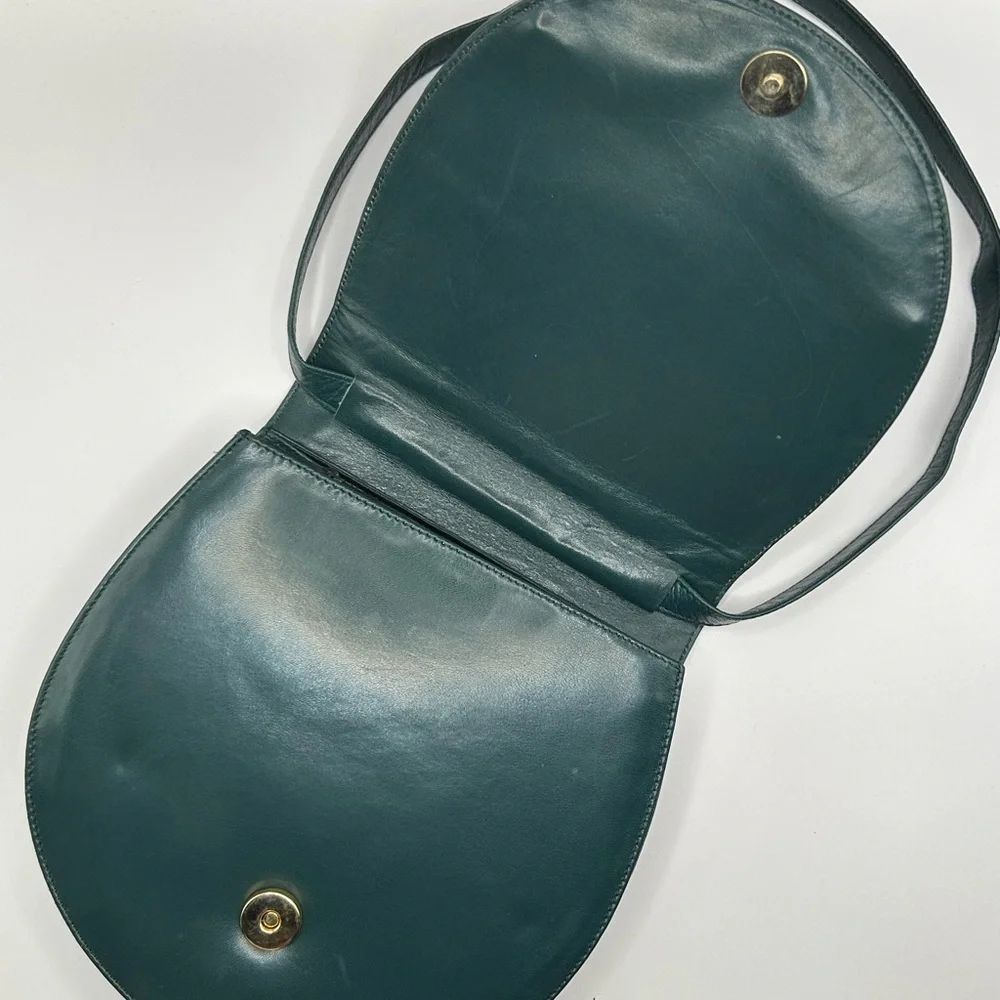 Bally Vintage Saddle Crossbody Teal Leather - Picture 2 of 11